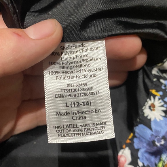 Time and Tru Floral Kids Puffer Jacket - Picture 4 of 11